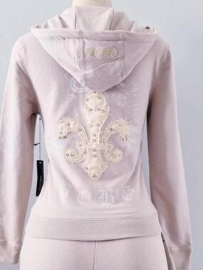New BCBG beige/tan bedazzled rhinestone tracksuit set Petite S/M